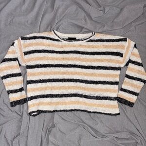 Lumiere Black and Tan Striped Women's Sweater